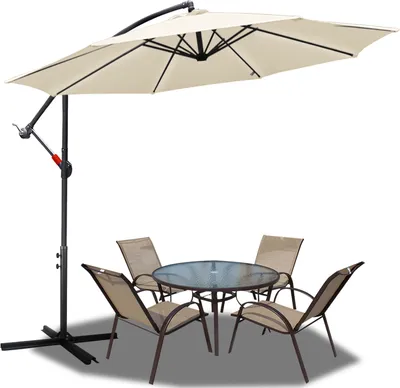 Immagine prodotto di TolleTour Ombrellone Ø3m incl. ombrellone da giardino girevole a 360° Ombrellone da terrazza Ombrellone da mercato Ombrellone da spiaggia Protezione solare Protezione UV, Beige