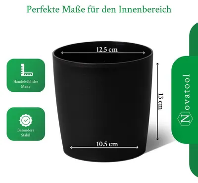 Produktbild von Novaliv Stilvolle Kräutertopf mit Holzunterlage für jede Fensterbank, Für frische Küchenkräuter, Kräutergarten für die küche, Kräuterbeet indoor, Zimmerpflanzen, Pflanzentopf, Pflanzschale