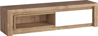 Produktbild von MIRJAN24 TV-Lowboard Livinio L-9, TV-Schrank mit LED Beleuchtung, Stilvoll Wohnzimmer Highboard (Farbe: Ribbec / Weiß Hochglanz)