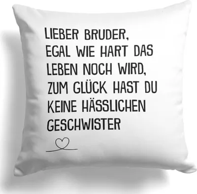 Produktbild von 22Feels Bruder Geschenk Geburtstag Weihnachten Geschwister Deko Kissen Männer Jungs Dekoration Big Lil Bro Wohnaccessoire Wohnzimmer Schlafzimmer Couch