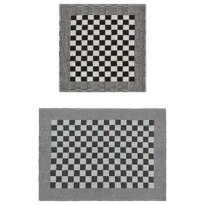 Image de vidaXL Set de 20 serviettes noir et blanc coton