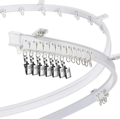 Produktbild von Gebogene Gardinenschiene fš¹r Gardinenstangen, Erkerfenster und Raumteiler, faltbar (wei?, 2 m/6,6 ft)