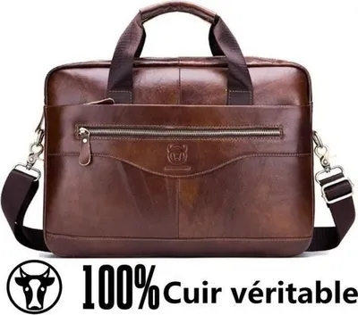 Obrázek produktu pro Vintage kabelka z pravé kůže, pánská taška na notebook, hnědá taška přes rameno