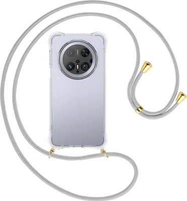 Produktbild von Handykette Backcover-Schutzhülle mit Band (Metall goldfarben) für Huawei Mate 70 Pro - silbergrau