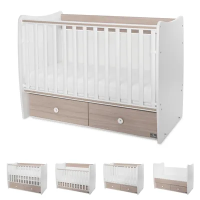 Produktbild von Lorelli Babybett MATRIX NEW Kinderbett 120 x 60 cm, 2 Ebenen, 2 Schubladen weiß braun