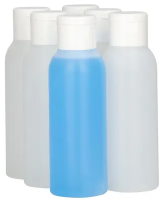 Productafbeelding van Set van 6 Ronde Plastic Flesjes van 100 ml met Klepdop