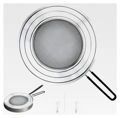 Produktbild von 30CM Spritzschutz für Pfannen mit klappbarem Griff aus Edelstahl, spülmaschinengeeignet