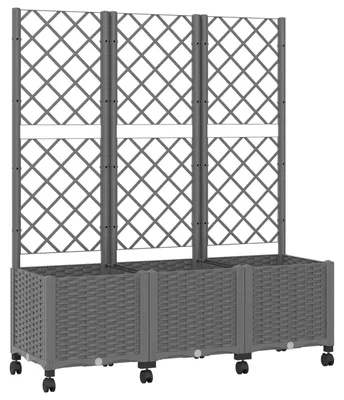Obrázok produktu pre Kvetináč s oporou a kolieskami, svetlosivý, 120 x 40 x 146 cm