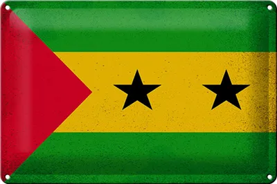 Produktbild von Blechschild Flagge São Tomé und Príncipe 30x20cm Vintage