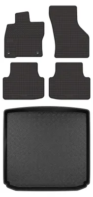 Productafbeelding van Rubberen automatten + kofferbakmat voor Skoda Octavia IV vanaf 2020 (stationwagen) – 5-delig, zwart, op maat – Wielganizator
