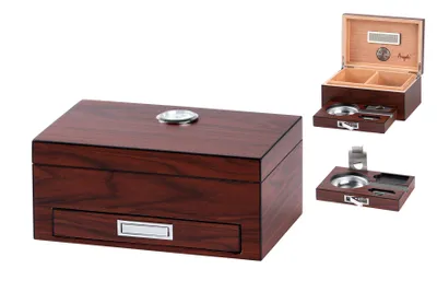 Produktbild von Humidor Set braun matt 20,8 x 13,8 x 9,2 cm