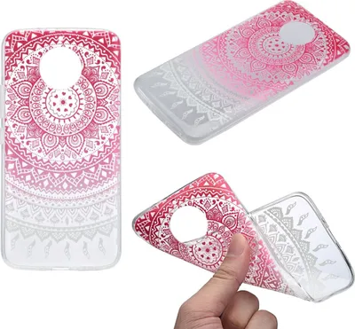 Produktbild von Henna Cover für Motorola Moto E4 Plus Case Schutz Hülle Silikon Sonne Pink