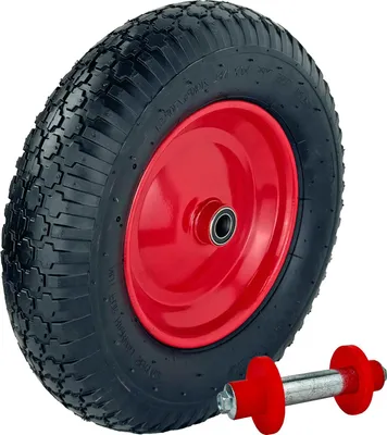 Produktbild von Schubkarrenrad 390x95 mm 4.80 4.00-8  luftbereifung inkl. Achse Ersatzrad 4PR Metallfelge 200 kg