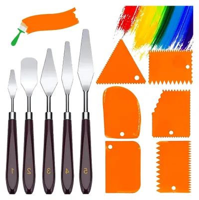 Produktbild von Strukturpaste,Spachtel Set 11 Stück Acrylmalerei - 5 Palette Messer+6 AbstreifermesserAcryl Spachtel Kunstlerbedarf zum Olgemalde