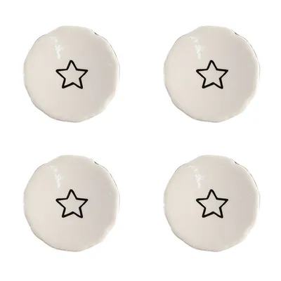 Zdjęcie produktu dla Clayre & Eef Zestaw 4 gałek do drzwi Ø 4 cm Beżowa ceramiczna gwiazda