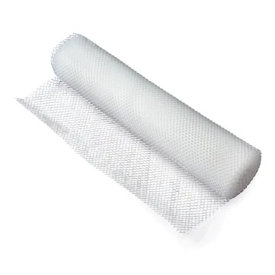A roll of white mesh material, partially unrolled, on a white background.