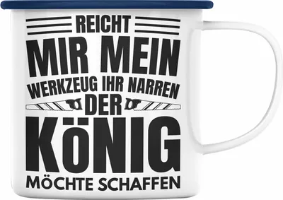 Produktbild von Trendation - Handwerker Emaille Tasse Geschenk Mechatroniker Hausmeister Geschenkidee Männer Spruch (Blau)