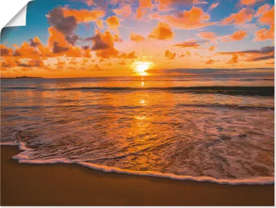 Produktbild von ARTland Poster Sonnenuntergang am Strand Größe: 80x60 cm