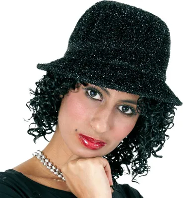 Produktbild von Damen Hut Schwarz Glitter Gr. 56 Karneval Fasching Halloween Cosplay Party