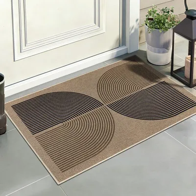 Image de Tapis d'entrée effet jute 50 x 80 cm, Antidérapant et Lavable