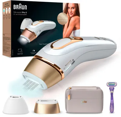 Produktbild von Braun IPL-Haarentferner IPL Silk Expert Pro5 Haarentfernungsgerät Damen/Herren,Haarentfernung, 400000 Lichtimpulse, 2 Aufsätze, Frauen, Männer