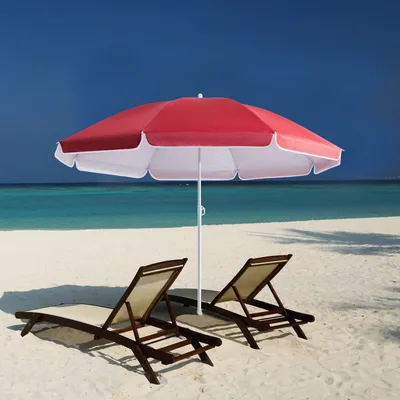 Produktbild von Kingsleeve Sonnenschirm 180 - 200cm UV Schutz 50+ Neigbar mit Erdspieß Tragetasche Wasserabweisend Strand Garten Strandschirm Balkonschirm Gartenschirm, Farbe/Größe:beige - 200cm