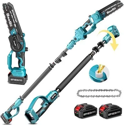 Obrázek produktu pro Akumulátorová řetězová pila - 8 palců, s prodlužovací tyčí - elektrická - pro úpravu stromů