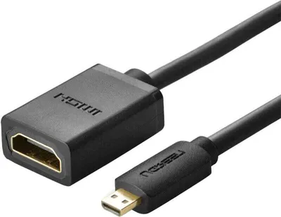 A black Ugreen Micro-HDMI to HDMI cable with gold-plated connectors.