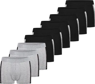 Produktbild von Schiesser 9er Pack 95/5 Stretch - Organic Baumwolle Retro Short / Pant Mit softem, tonalem Bund für höchsten Tragekomfort,  Kontrastfarbene Seitenstreifen, Elastische Single-Jersey-Qualität