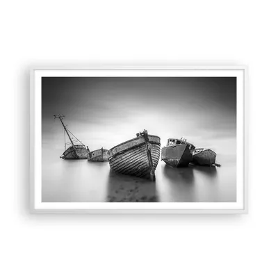 Produktbild von Gerahmtes Poster - Weißer Rahmen - £ódŸ Wrack Schiff - 91,5x61 cm - Wand Bild - Wanddeko - Wandbilder - Kunstposter - Wandposter - Bilderrahmen - Bilder - Kunstdruck - Wanddekoration - P2WAA91x61-4999