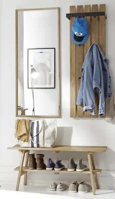 Produktbild von Garderoben-Set >BANTRY< (3-tlg.) in Eiche, Massivholz - 100x170x36cm (BxHxT)