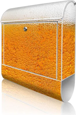 Zdjęcie produktu dla banjado Design Skrzynka pocztowa stalowa biała z przegródką na gazety, malowana proszkowo „Bier” 38 x 46 x 12,5 cm i 2 klucze – skrzynka pocztowa A4 z otworem na listy, wraz z materiałami montażowymi [BK 10145]