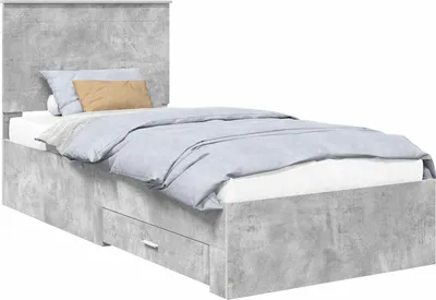 Productafbeelding van Bedframe Beton Grijs en Zilver 75 x 190 cm Bewerkt hout