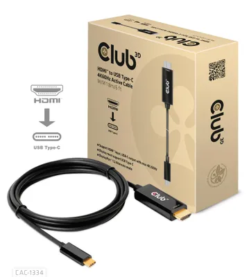 Obrázek produktu pro CLUB3D CAC-1334, 1,8 m, HDMI Typ A (standardní), USB typu C, Samec, Samec, Přímý