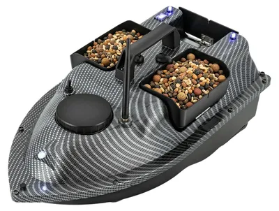 Produktbild von Futterboot zum Angeln - RC Köderboot - 500 m Reichweite - 2 kg Zuladung - 52 W Motor - ABS Kunststoff - Hellgrau