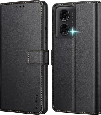 Produktbild von Handyhülle Motorola Moto G24 Premium Leder Schwarz Standfunktion