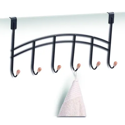 Produktbild von Zeller Turgarderobe - schwarz - 6 Haken - 41 cm - Kleiderschrank-Turgarderobe