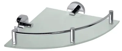 Produktbild von Sapho X-ROUND E Eck-Glasablage mit Reling 255x60x230mm, Chrom