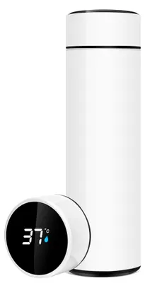 Produktbild von Thermosflasche, 500 ml Wasserflasche, vakuumisolierter Becher aus Edelstahl 304, LCD-Touchscreen-Temperaturanzeige, smarte Trinkflasche, ideal für heiße und kalte Getränke