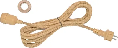 Produktbild von ENNA Freiluft Leuchtenkabel 5m IP64 E27, Beige geflochtenes Seil im Boho-Stil