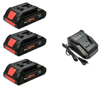 Produktbild von Lithium-Ionen-Akkupack, 6000mAh Kapazität, kompatibel mit 18V Werkzeugen, 1Ladegerät 3Batterien