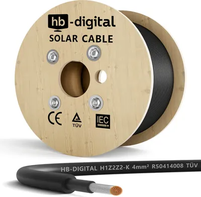 Produktbild von 500m Solarkabel H1Z2Z2-K 4 mm² Photovoltaik Kabel für PV Anlagen schwarz