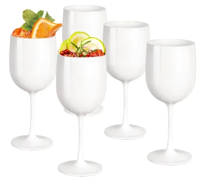Champagnergläser 5er-Set, weiß, bruchsicher, wiederverwendbar