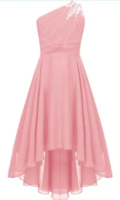 Produktbild von Elegantes Ein-Schulter Hochzeitskleid für Mädchen | Festliches Blumenmädchenkleid | Lang, ideal für Abendveranstaltungen | Größe 158-164 cm