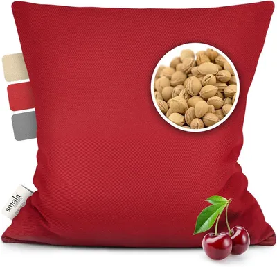 Zdjęcie produktu dla Poduszka z wiśniowych pestek 24 x 25 cm, 750 g, 100% bawełna, winnoczerwona, do mikrofalówki