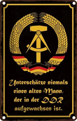 Produktbild von vianmo Blechschild 30x20 cm unterschätze niemals Fahne Wappen Mann DDR Flagge Witz Humor Lustig Spaß
