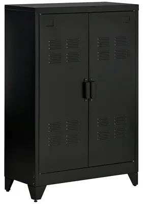 Archivschrank mit Lamellentüren, 75x33x110 cm, schwarz