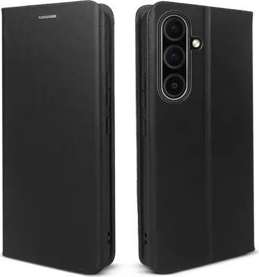Produktbild von Handyhülle für Samsung Galaxy A56 5G Echtleder Flip Cover Hülle Case Kartenfach RFID Schutz Farbe: Schwarz