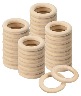 Holzringe 35 mm, 6 mm dick, 100 Stück, glatt, unbehandelt