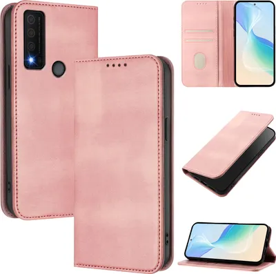 Produktbild von Handyhülle für TCL 30 XE 5G, Vintage Leder RFID Schutz Kartenfach Standfunktion Magnetische Klapphülle Pink